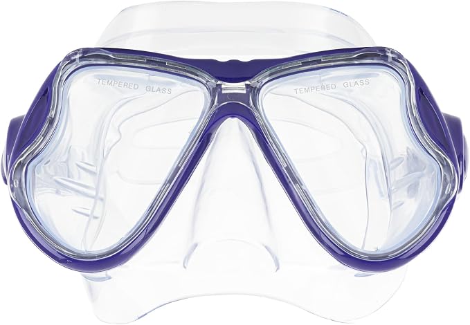 Hawaii Divers Manta Ray Adult Snorkel Set - Premium 2-Window Tempered Glass Snorkel Mask with Silicone Mouthpiece, Snorkeling Gear for Adults