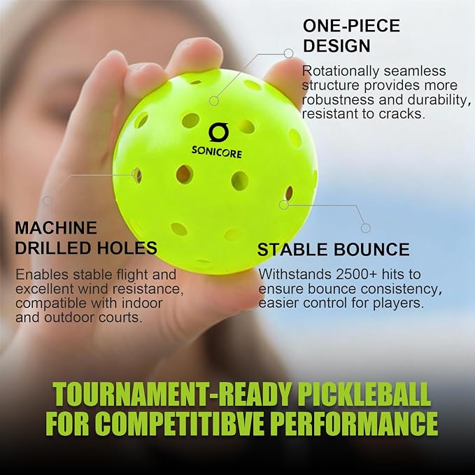 SONICORE Pickleball Paddle Set Bundle, T700 Carbon Fiber 16mm Core, 1 Paddle, Cover, Wristbands, Grip Tape, Eraser, 4 Premium Balls | Vibe Pink