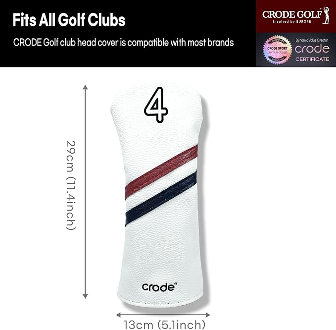 CRODE Golf Club Head Covers Premium Leather for Iron(9pcs/Set), Driver, Fairway Wood, Hybrid, Blade Putter, and Mallet Putter Cover Fit Most Brands