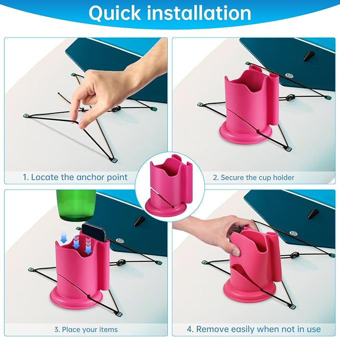 Paddle Board Cup Holder, Kayak Cup Holder 2-in-1 Drink & Phone Holder, Paddleboard and Kayak Accessories for SUP, Kayaking, Fishing, Yoga, or Surfing Adventures(Pink,2Pack)