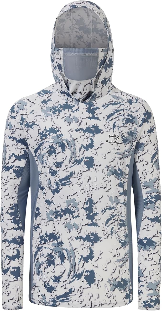 BASSDASH Men's UPF 50+ Camo Long Sleeve Hunting Fishing Hoodie Shirt