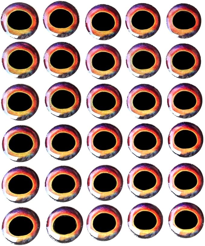Brule 3-D Holographic Epoxy Fish Eyes (5mm-20mm) 60 Pack, Handpoured, Fishing Fly Tying Lures DIY Crafts