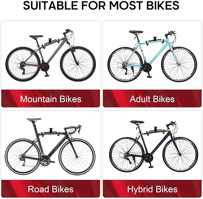 Bike Hanger Wall Mount, 2 Pack Heavy Duty Steel Bike Racks Storage Garage Adjustable Bicycle Hooks for Mountain Hybrid Road Bikes