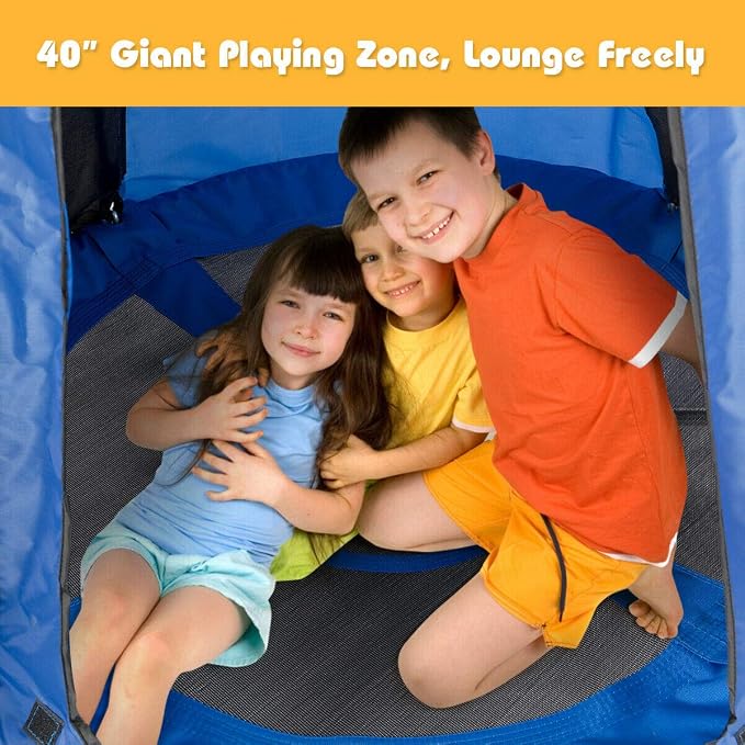 Costzon 2 in 1 Kids Detachable Hanging Chair Swing Tent Set, Hammock Nest Pod Hanging Swing Seat for Boys/Girls, Children Outdoor Indoor Swing Play House with Play Tent, Max Capacity 330 LBS (Blue)