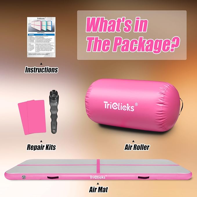 Triclicks Gymnastics Barrel Inflatable Air Roller Barrel Tumble Track Equipment Octagon Mat for Backhandspring Trainer Yoga Cheerleading Home Use Gym Without Pump