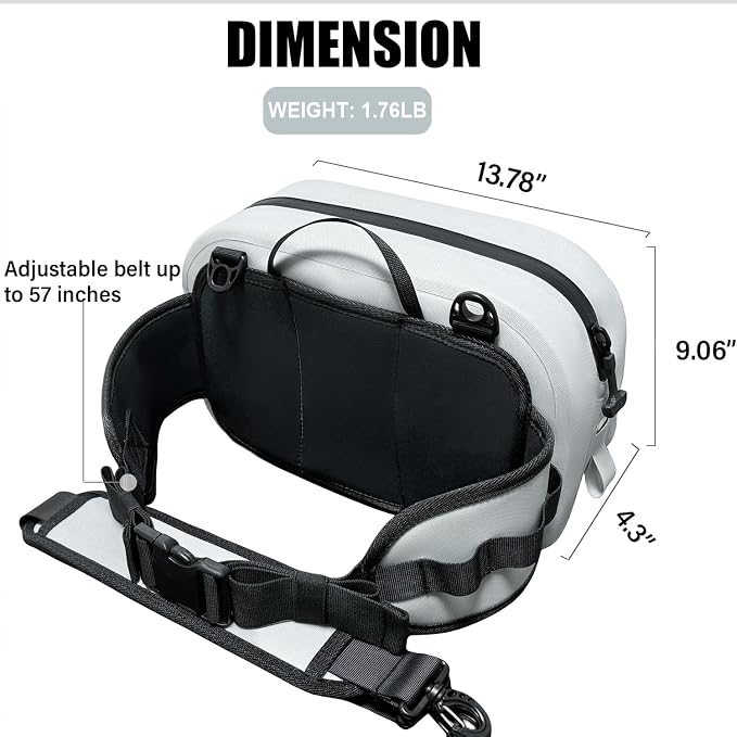 Waterproof Submersible Fanny Pack,Large Fly Fishing Waist Pack 8.9L Submersible lumbar pack with Airtight Zipper,Grey