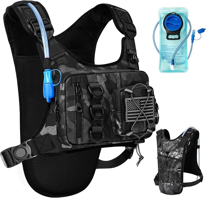 Outdoor Hydration Vest for Running & Hiking, Lightweight Breathable Water Backpack with 2.0L Bladder, Bounce-Free Chest Pack for Marathon, Cycling, Trekking for Men and Women