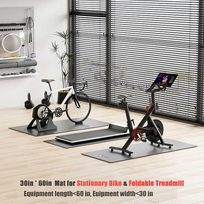 Cycleclub Bike Mat Compatible with Peloton Bike,Elliptical,Treadmill Mat, 6mm Thick, Under Exercise Bike Trainer Pad for Indoor Stationary Spin Bike Gym Equipment Hardwood Floor Carpet Protector