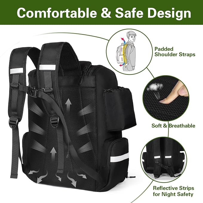 Large Fishing Backpack, Waterproof fishing bag with Rod Holders, 45L Tackle Box Backpack, Fishing Gear Gifts for Men, Tackle Boxes No Including
