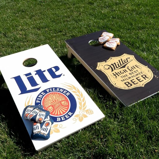 Slick Woody's Official Brand Beer + American Flag Cornhole Bags – Resin-Filled Tournament Performance with Dual Sided Professional Use Fabric- Set of 8