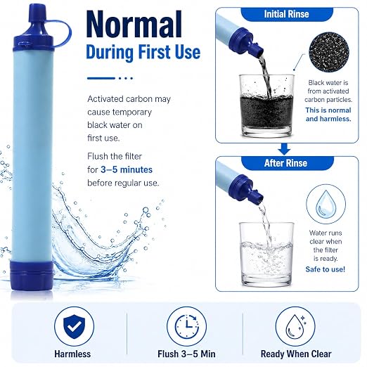 Water Filter, Survival Filtration Portable Gear, Emergency Preparedness, Supply for Drinking Hiking Camping Team Family Outing (1PCS)