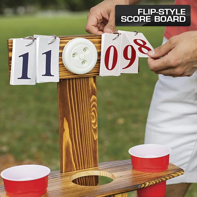 Wild Sports Outdoor Scoreboard Keeper with Drink Holders and LED Lights - Perfect Accessory for Backyard Cornhole and Yard Games Medium