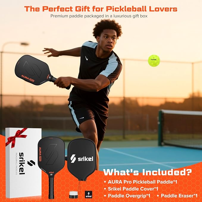 Pickleball Paddles, Raw T700 Carbon Fiber Pickleball Paddle, 16mm Power Polymer Core, Professional Rackets for Great Spin, Control & Precision Shots, USAPA Approved