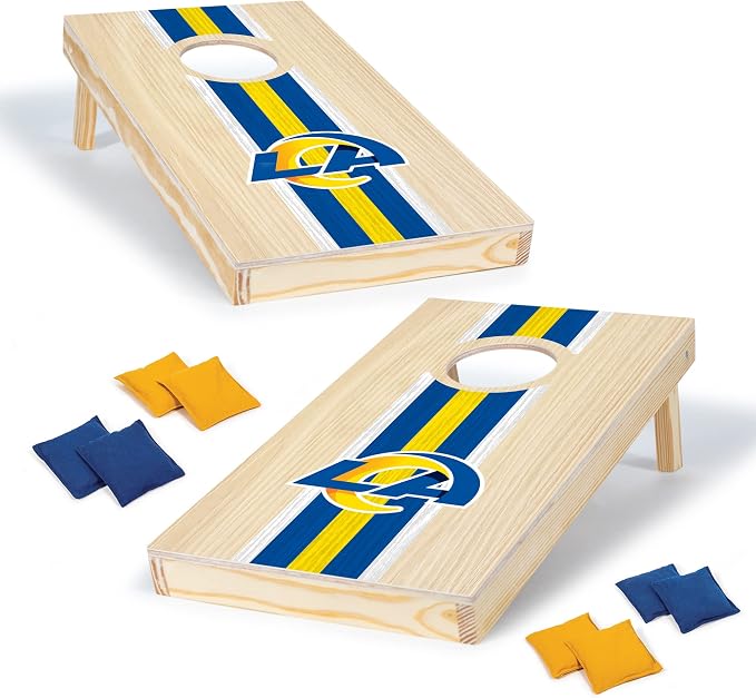 NFL Football Portable Size 1' x 2' Solid Wood Cornhole Set with Direct Print HD Team Graphics – Travel Size