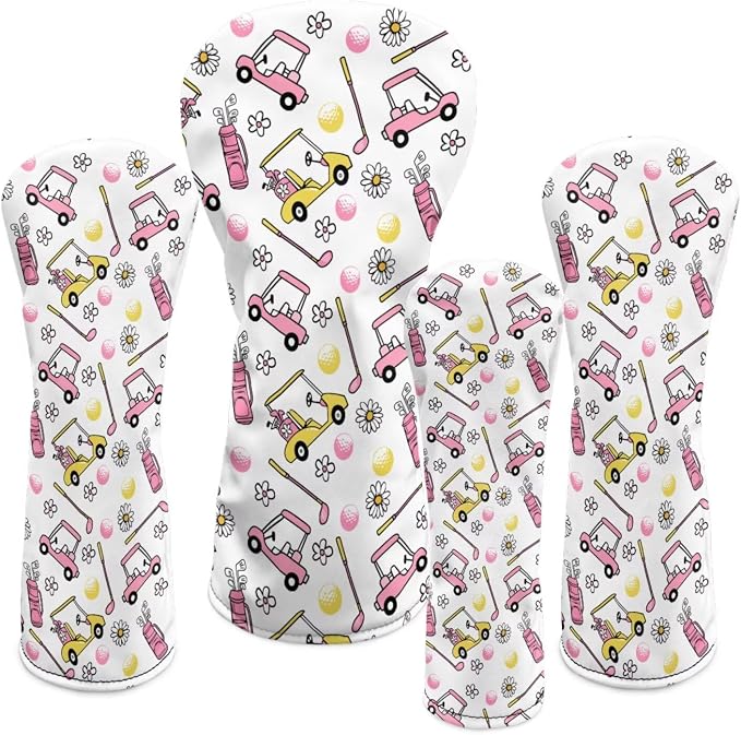 Rnyleeg Golf Club Head Covers for Women Driver Head Cover Leather Fairway Wood Headcover Hybrid Headcovers for Golf Clubs