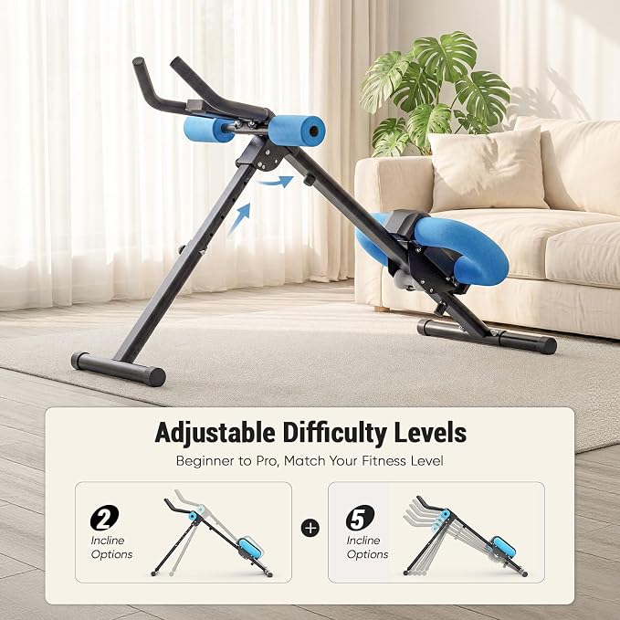 DUMOS Ab Workout Equipment for Home Gym, Exercise Machine Abs Trainer, Full Body Fitness System Adjustable for Abdominal Stomach Training, LCD Display, Knee Protection
