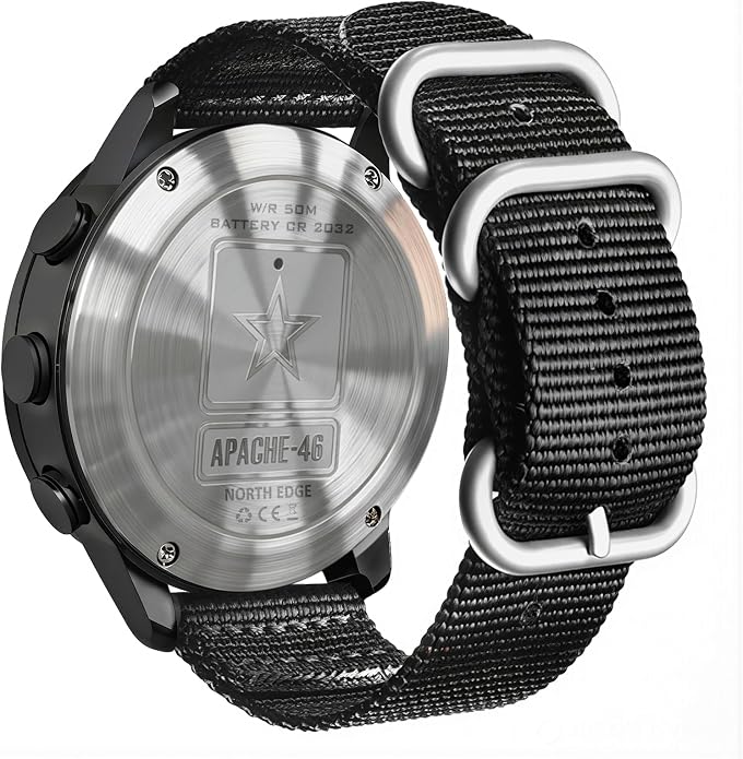 NORTH EDGE Apache Men’s Digital Tactical Watch, Outdoor Sports Watch with Compass, Altimeter, Barometer, Pedometer, Weather Trend, EL Backlight, 50M Water Resistant Hiking Watch