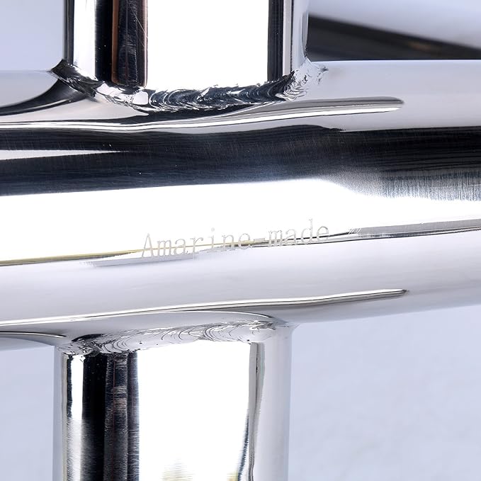 Amarine-made 3 Tube Silver Highly Polished Stainless Steel Trident Outrigger Stylish Rod Holder - Triple Rod Holder , Kite Fishing Mount 3-Rod Holder (Size B)