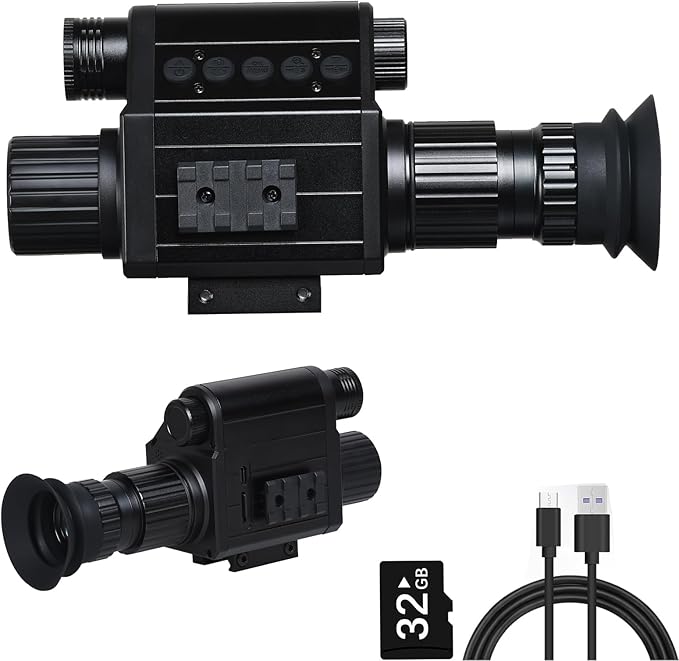 Digital Night Vision Monocular, IR Illuminator 850nm Night Vision Rifle Scope for Night Watching & Observations, 4X Digital Zoom, Save Photos & Videos with 32GB TF Card