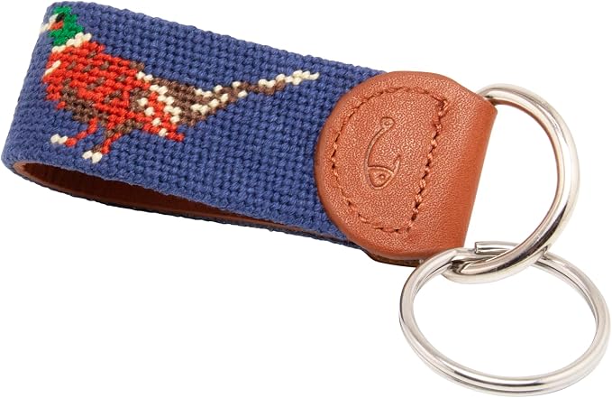Leather Hand-Stitched Needlepoint Key Fob or Key Chain