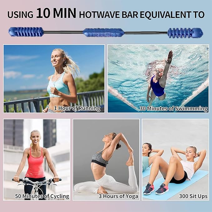 Hotwave Elastic Fitness Bar,Vibration Stick,Body Physical Therapy,Core Strength Training,Power Twister for Arm, Exercise in Home Gym