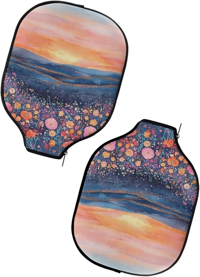 Pickleball Paddle Cover Floral 1 Pieces Pickle Ball Case Portable Pickleball Racket Carry Sleeve with Zipper Universal Paddle Storage Bag Pickleball Paddle Covers Fits Most Paddles