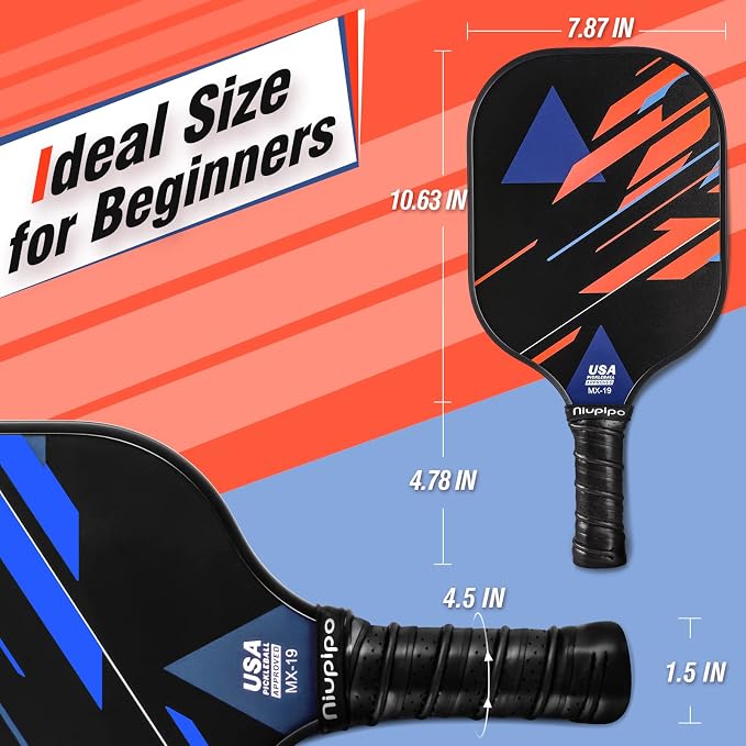 niupipo Pickleball Paddles Set of 2 or 4, USAPA Approved Fiberglass Pickleball Paddle Set with Balls and Bag, Polypropylene Honeycomb Core, Lightweight Pickleball Paddles for Beginners Men Women