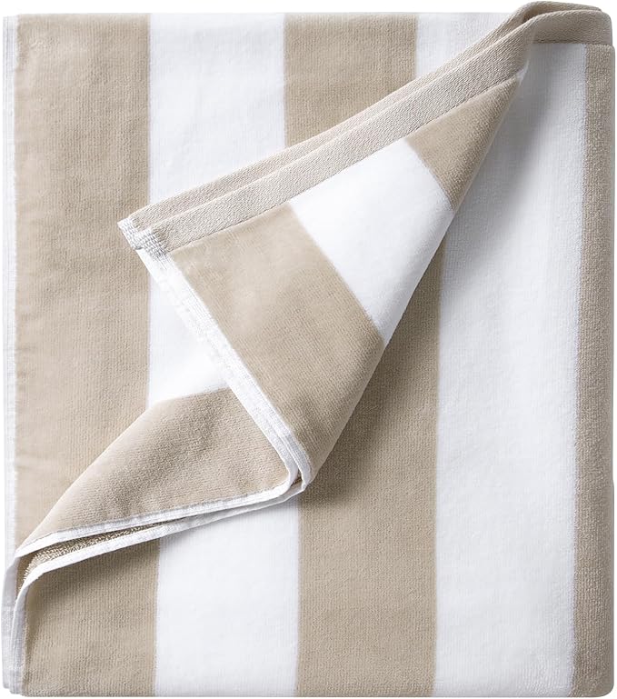 LULUHOME Large Oversized Beach Towel - Big Cotton 36 x 70 Inch Striped Pool Towel, Large Cabana Soft Swimming Towel for Adult Men Women,Chiffon