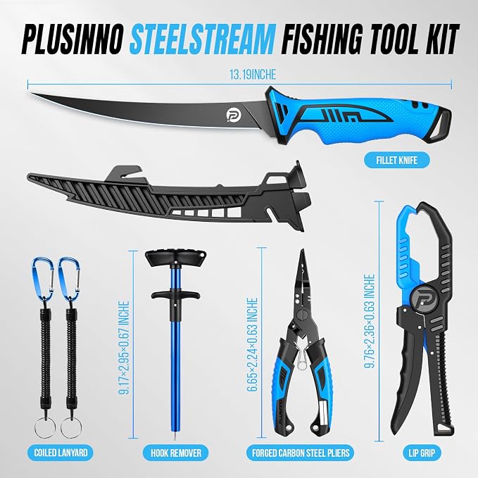 PLUSINNO Fishing Gear, Fishing Tools, Fishing Accessories, Corrosion Resistant Fishing Pliers Kit, Fishing Knife, Floating Fish Lip Gripper Fishing Gifts for Men, Gifts for Fishermen
