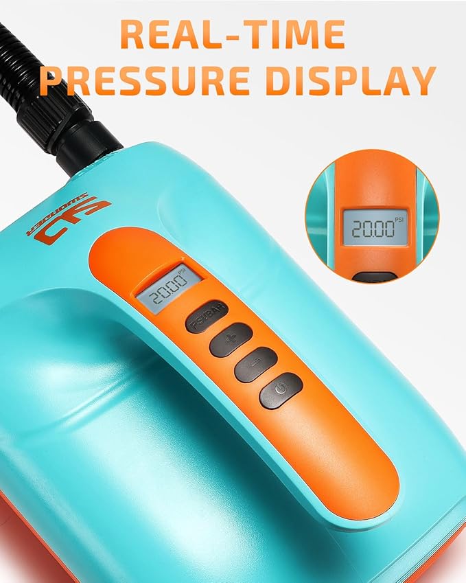Swonder 20PSI High Pressure Digital Electric Air Pump for Stand Up Paddle Board | Kayak | Tent, SUP Inflator with Intelligent Dual Stage & Auto-Off, Two Colors
