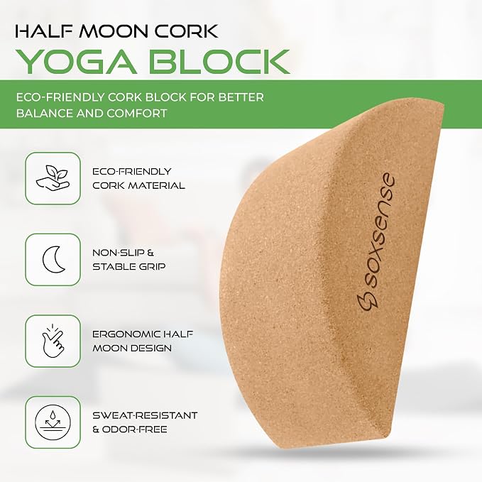Soxsense Half Moon Recovery Block & Calf Stretching- Improve Balance, Stability & Foot Mobility/Calf Stretcher for Plantar Fasciitis Relief/Yoga & Pilates Balance Trainer