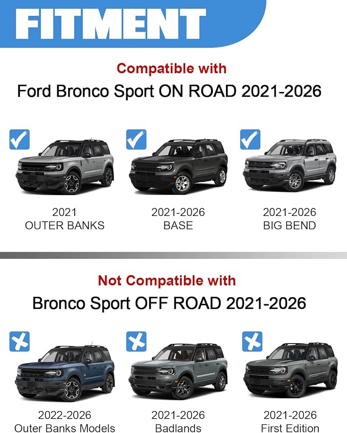 FengYu Roof Rack Cross Bars Compatible with Ford Bronco Sport on Road Base & Bigbend 2021-2026 & Outer Banks 2021, Aluminum Crossbars Rails Rooftop Cargo Racks Luggage Ski Bike Snowboard Carrier