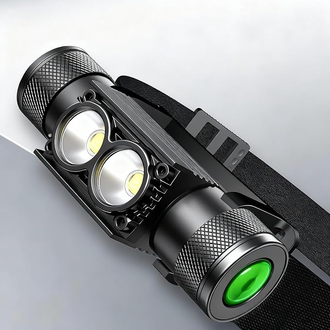 Bright Rechargeable LED Headlamp 1200 Lumen Head Lamp with 6 Modes, Waterproof Head Light with 2500mAh Battery for Camping,Running,Hiking, Emergency,Outdoor,Hard Hat