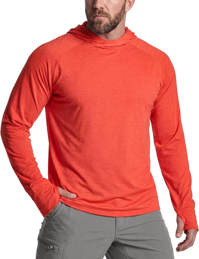 CQR Men's UPF 50+ Sun Protection Long Sleeve Quick Dry Athletic Shirts, Stretch Running Workout Hiking T-Shirts
