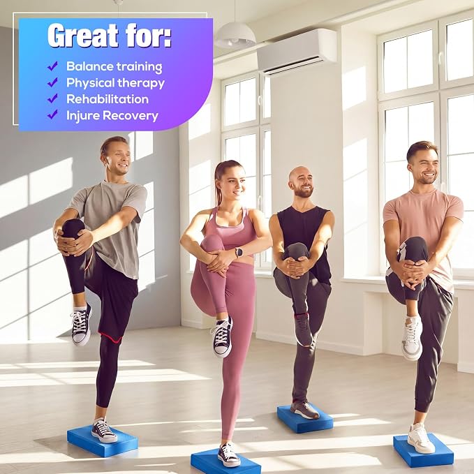 Hanaive 2/4/6 Pcs Balance Pad Foam Pad 11.81 x 7.87 x 1.97 Inch Yoga Mat Non Slip Cushion Exercise Knee Mat for Fitness Stability Stretching, Pilates, Physical Therapy, Core Trainer