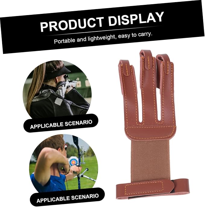 Yardwe 2 Pcs Finger Guard Archery Leather Gloves Cow Leather Archery Finger Leather Archery Gloves Archery