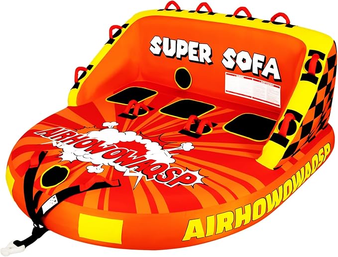 Super Sofa Towable Tubes for Boating 1-4 Person,Tubes for Boats,Inflatable Pull Boats/Boat Tube/Water Tube,Front&Back Tow Points with Heavy-Duty Thick Nylon Cover for Water Sports