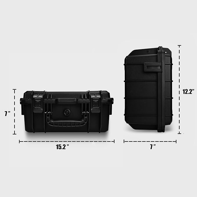 Fishing Reels Storage Case 15Inches,Heavy Duty Waterproof Fishing Wheel Protective Hard Case, Tackle Collection Holder Box, 9pcs Adjustable Shockproof Dividers (Black)