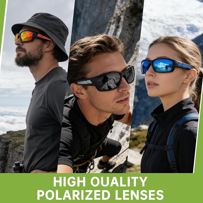 Polarized Sports Sunglasses for Men Wrap Around UV400 Sun Glasses for Running Fishing Cycling and Driving TR90