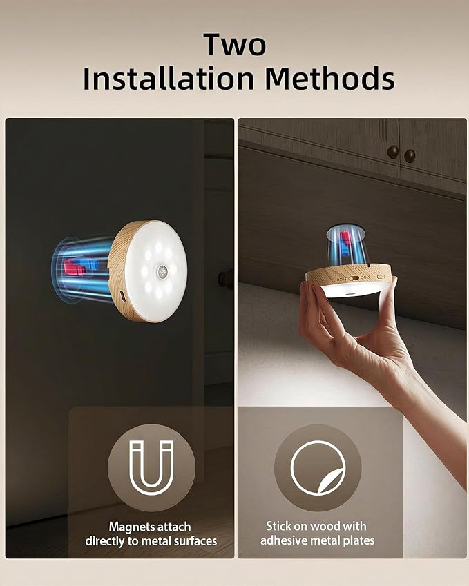 EZVALO Under Cabinet Lighting, 1000mAh Rechargeable Puck Lights with Remote, 3 Color Temps & 12 RGB Motion Sensor Closet Lights, Dimmable Under Cabinet Lights for Kitchen, Cabinets, Closet (3 Packs)