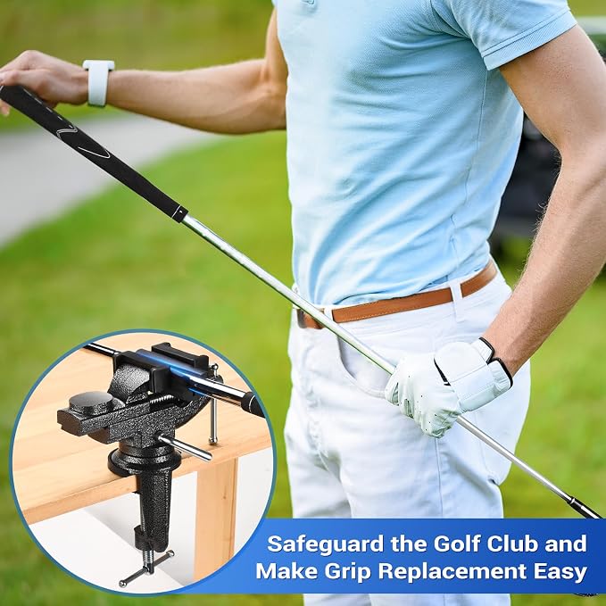 AugFir Golf Grip Kit for Regripping Golf Clubs, Portable Table Vise Rubber Clamp for Golf Grip Removal Tool with Solvent, Golf Club Regripping Kit