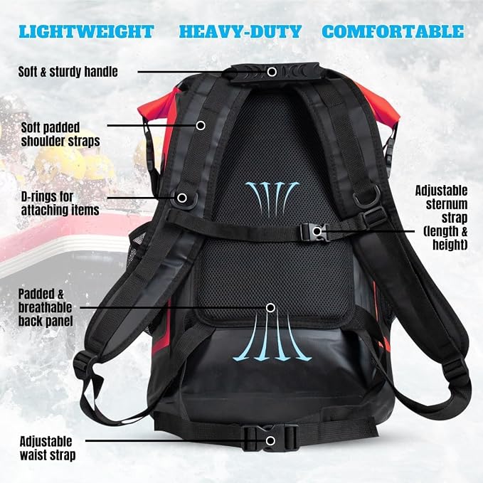 TACTIKO 35L Heavy-Duty 100% Waterproof Backpack, Roll Top Dry Bags for Kayaking, Hiking, Camping, Survival