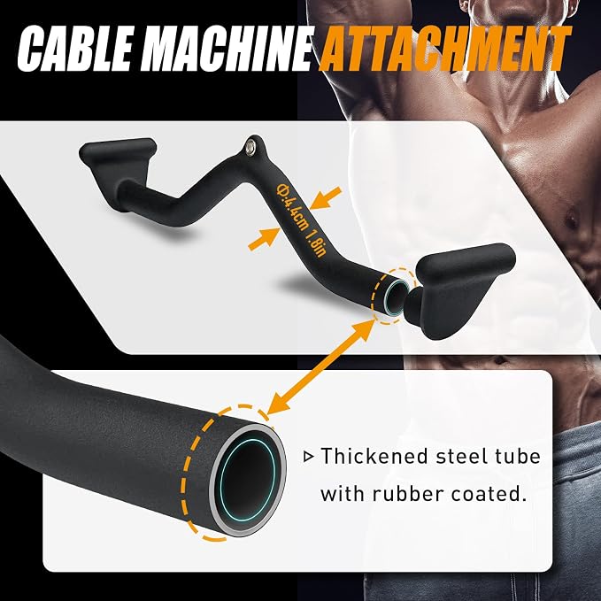 BLUSLM Lat Pull Down Bar T bar Row Attachment, V Bar Tricep Lat Pulldown Attachments, Back Strength Training Bar for Home Gym Exercise Cable Machine Attachments