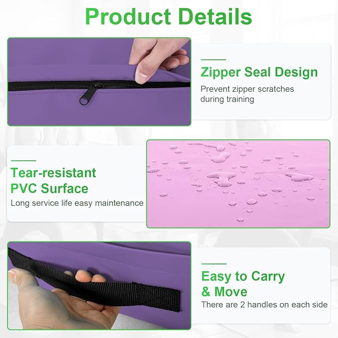 BestMassage Gymnastics Mat Incline Mat Tumbling Mat Folding Gymnastic Tumbling Mat Indoor/Outdoor Exercise Mat Home Gym Yoga Mat with Handle