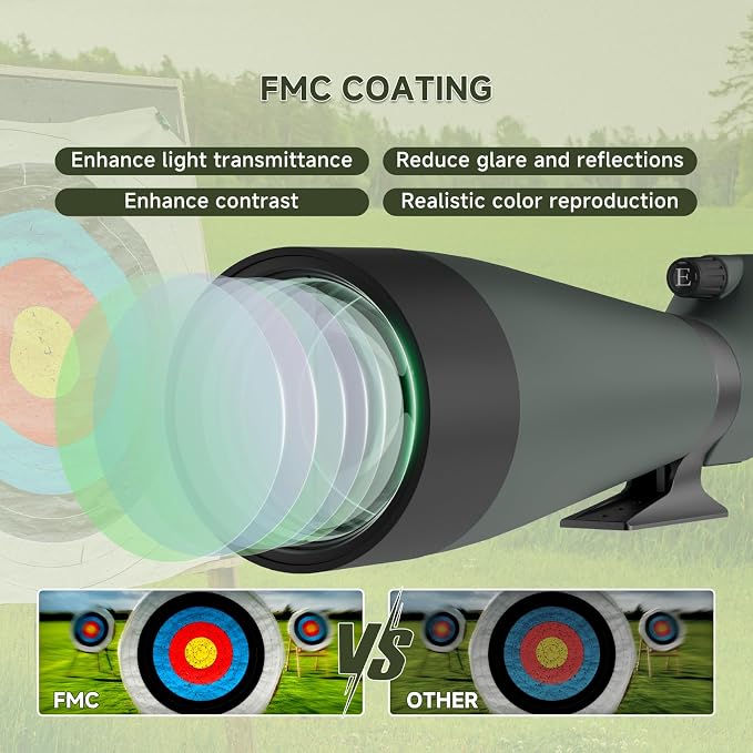 SVBONY SV28 100mm Angled Spotting Scope for Target Shooting, 25-75x Spotter Scope with Tripod for Long Range Viewing, FMC HD Optics with Soft Carrying Case & Phone Adapter, Scopes for Birdwatching