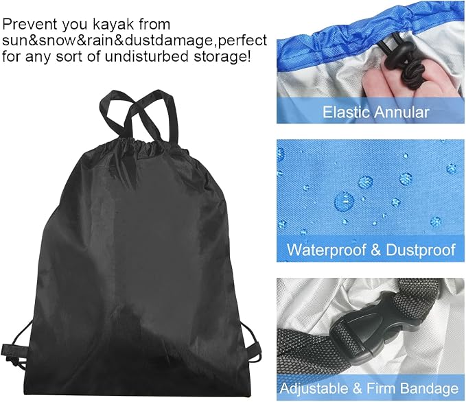 420D Durable 2.6m-6m/7.8-18ft,7 Sizes, 9 Color Durable Kayak Cover Canoe Cockpit Dust Cover, Waterproof UV Sunblock Shield Protector for Fishing Boat,Kayak,Canoe,Paddle Board