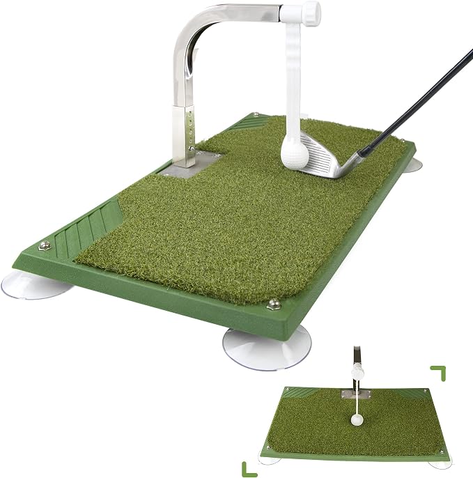 Golf Swing Trainer - Golf Training Equipment with 5 Height Adjustments - Iron and Club Practice Simulator in Home & Indoor - Portable Golf Swing Practice Mat, True Impact
