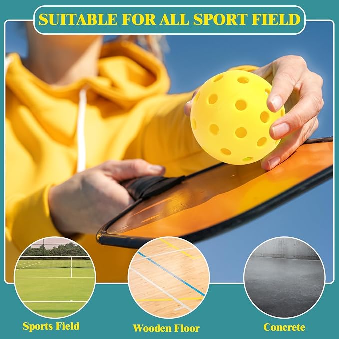 SAYAYA 24/50 Pack Outdoor Pickleball Balls Premium High Visibility Pickleballs Stable Flight & Consistent Bounce 40 Holes Pickle Balls with Mesh Bag for Beginners, Tournaments, Family & Outdoor Play