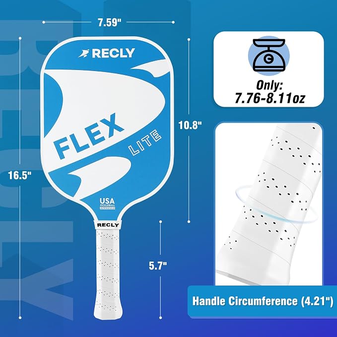 Recly Pickleball Paddles, Carbon Fiber Pickleball Paddle with UV Printed Finish & Sure-Grip Elongated Handle 14MM,USAPA Approved for Beginner and Professional Players