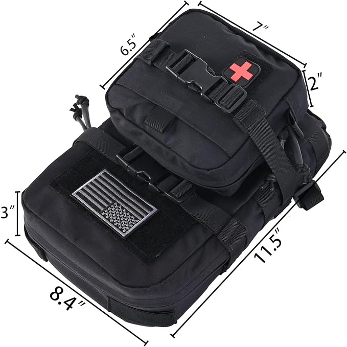 Tactical Mini Molle Hydration Pack,Molle Hydration Carrier with IFAK Pouch&US Flag&Med Patch,Hydropack for 2L Water Bladder